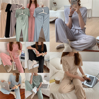 MUB9912 ชุดเซ็ทแฟชั่นผู้หญิง 2 ชิ้น เสื้อคอกลม+กางเกง ชุดลำลอง ดีไซน์สวย ขายาว free size มี6สี  พร้อมส่ง