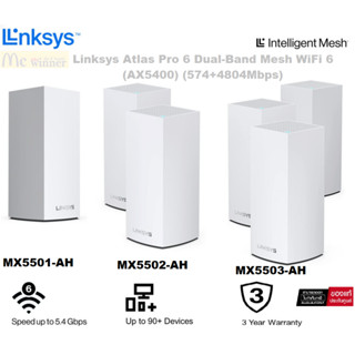 Linksys Atlas Pro 6 Dual-Band Mesh WiFi 6 Router System (AX5400) (574+4804Mbps) - 3 YEARS