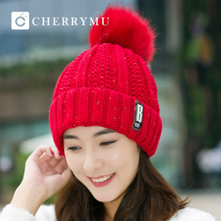 CHERRYMU รุ่น CK09 หมวกไหมพรม Berry Pom Pom Hat