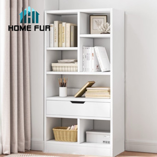 Home Fur ชั้นวางหนังสือไม้ ชั้นวางของ แบบไม้ ตู้วางของอเนกประสงค์ พร้อมลิ้นชัก