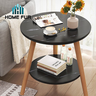 Home Fur โต๊ะข้างทรงกลมสามขา สไตล์โมเดิร์น สีขาว โต๊ะกลางโซฟา 2 ชั้น