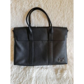 💼💼NEW Michael Kors COOPER Soft Black Pebbled Leather  Briefcase computer bag.กระเป๋าถือผู้ขาย หนัง สีดำล้วน