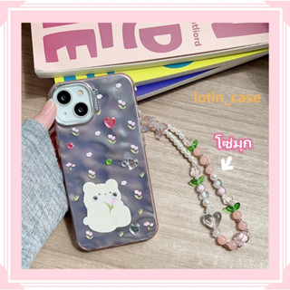 🎁ส่งของขวัญ🎁เคสไอโฟน สำหรับ 11 13 for iPhone Case 14 12 Pro Max การ์ตูน น่ารัก โซ่มุก กันกระแทก ปกป้อง เคสโทรศัพท์