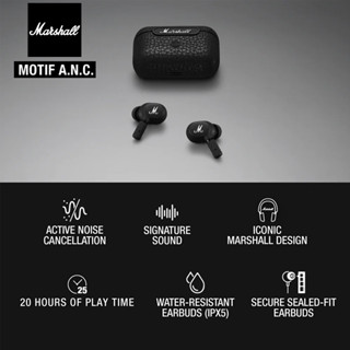 【3 เดือนรับประกัน】สินค้าแท้ Marshall Motif A.N.C Wireless Noise Cancelling Earphones หูฟังไร้สาย Bluetooth ลดเสียงรบกวน