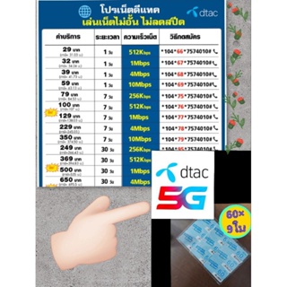 ซื้อโปรเติมเน็ตค่ายDtac60×9