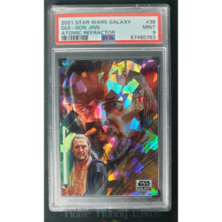 การ์ด 2021 Topps Chrome Star Wars Galaxy "Qui-Gon Jinn" Atomic refractor /150 PSA 9