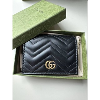 👜🖤กระเป๋าสตางค์ใบสั้น 2พับ ใส่บัตร/ใส่แบงค์ได้ค่ะสีดำล้วนหนัง 
💥New Gucci  marmont cards holder