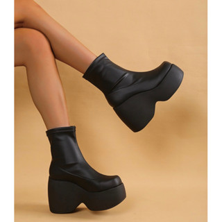 บูทหนังหุ้มข้อ fashion boots