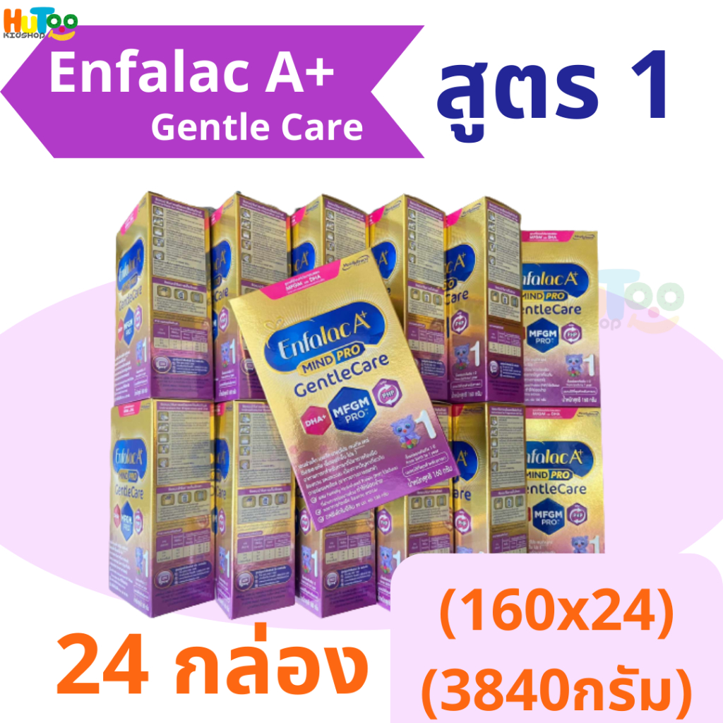 ยกลัง24กล่อง (3840g)Enfalac A+ mindpro gentle care สูตร1 (แรกเกิด-1ปี)ขนาด160กรัม