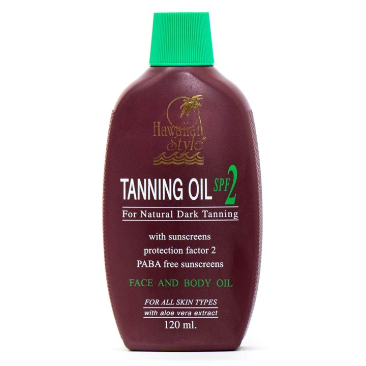 HAWAIIAN STYLE TANNING OIL SPF2 ฮาวายเอียน สไตล์ แทนนิ่ง ออย น้ำมันทากันแดด 100ml.