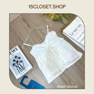 เสื้อสายเดี่ยวแต่งระบาย มีเชือกรูดอกด้านหน้า *Rinny Brand*