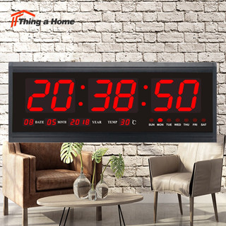 Thing a Home นาฬิกาดิจิตอล LED DIGITAL CLOCK รุ่น 4819 (ตัวเลขสีแดง) สามารถติดตั้งแบบแขวนผนังได้ ขนาด 48x18.9x3.5CM