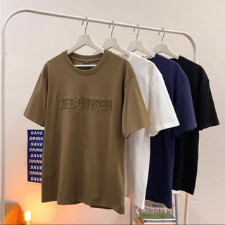 เสื้อยืดคอกลมแขนสั้น เสื้อยืดผู้ชาย ลายเท่ๆอังกฤษสไตล์นูน