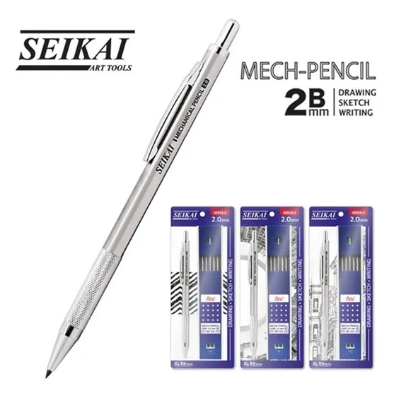 ดินสอกด 2.0 mm. SEIKAI แบบชุด+ไส้ดินสอกด 2 มิล (ราคาต่อ 1 แพ็ค) ขอสงวนสิทธิ์ในการเลือกแพ็คเก็จดินสอกด