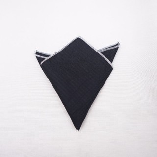 ผ้าเช็ดหน้าสูทดำขอบขาว - Black with white rim Pocket square