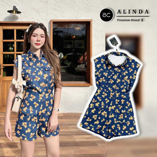 ALINDA ชุดเซ็ทเสื้อยีนส์ แขนกุด ลายน้องหมี(*รบกวนเช็คสต๊อกก่อนกดสั่งซื้อ)