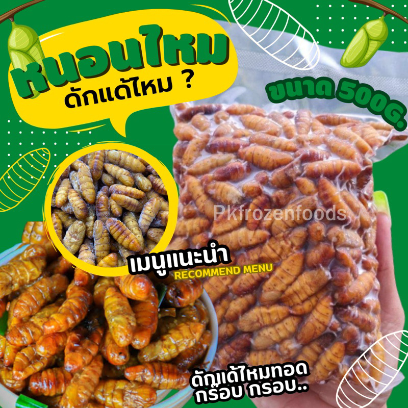 หนอนไหมสดฟรีส ดักแด้ไหม(500g.) 🐛⚡️ส่งด่วน 🔥ค่าส่งเหมา✅คละได้ทั้งร้าน❗️โฟมฟรี💦ทุกจังหวัด 🚚💨ส่งขนส่งแช่เย็น❄️