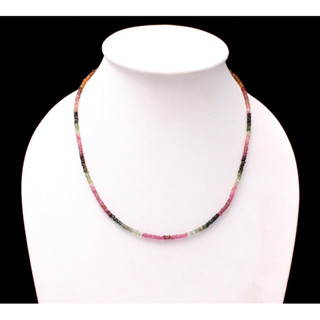 AAA++ Multi Tourmaline Necklace, 3-3.5mm Natural Watermelon Tourmaline Faceted Rondelle Bead Necklace,Semi