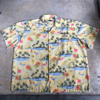 เสื้อฮาวาย Vtg.Hawaii Shirt BLUE GENERATION MADE IN EGYPT Sz.2XL 55% COTTON 45% POLYESTER