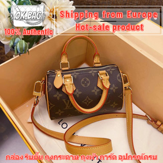 👜หลุยส์วิตตอง Louis Vuitton Nano Speedy Shoulder bag กระเป๋า สุภาพสตรี/กระเป๋าสะพายไหล่