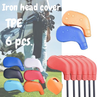 iron head cover TPE 6 Pcs. ครอบปิดหัวไม้กอล์ฟชุดเหล็กยางนิ่มTPE