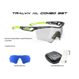 Rudy Project แว่นกันแดด Tralyx XL Ice Graphite Matte / ImpactX Photochromic 2 Laser Black + Multilaser Blue Combo Set