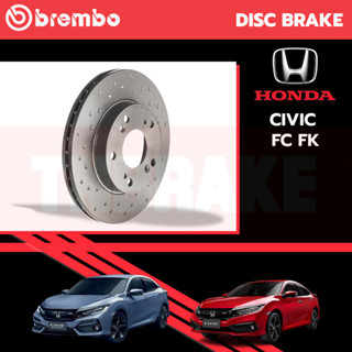 BREMBO จานเบรคหน้า  จานเบรค Honda Civic FC FK ปี 2016-2021 ฮอนด้า ซีวิค เอฟซี เอฟเค