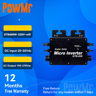 Powmr อินเวอร์เตอร์ไร้สาย พลังงานแสงอาทิตย์ 600W 230V 50 60Hz Mit Wifi Mppt Ip56 กันน้ํา พร้อม Wifi GT-600W