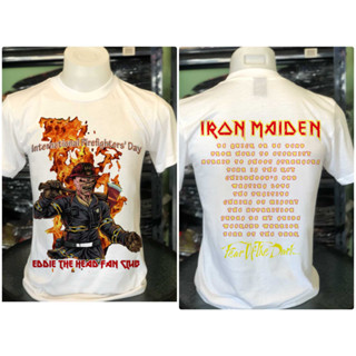 Iron Maiden SHIRTผ้าฝ้าย 100% เสื้อยืดคอกลมด้านบนBLACK