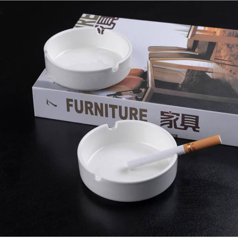 ที่เขี่ยบุหรี่ แก้วใส่ก้นบุหรี่ Cigarette Ashtray  ทนความร้อน สีขาวเซรามิกและแบบแก้ว