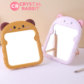 CRYSTAL RABBIT INS กระจกเครื่องสำอางหมุนได้ 360 ° กระจกเครื่องสำอางน่ารักสีลูกกวาดพร้อมขายึด