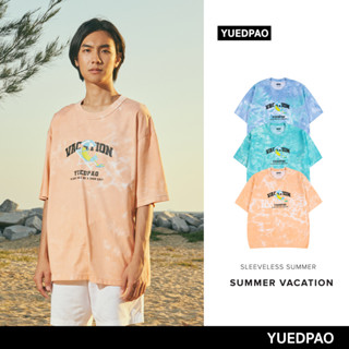 Yuedpao ยอดขาย No.1 รับประกันไม่ย้วย 2 ปี เสื้อยืดเปล่า เสื้อยืด Oversize Summer Vacation