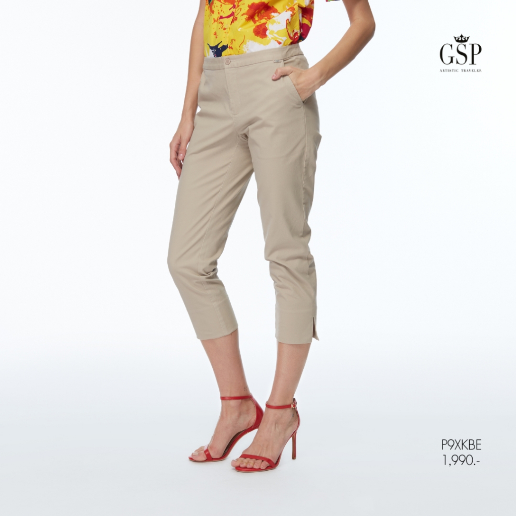 GSP - Chino Pants กางเกงผู้หญิง ขาครอป สีเบจ P9XKBE