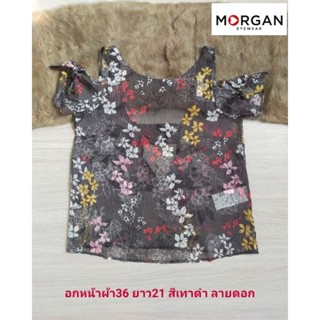 MORGAN เสื้อแขนสั้น เปิดไหล่ ลายดอก ผ้าบาง สภาพใหม่ ขนาดไซส์ดูภาพแรกค่ะ งานจริงสวยค่ะ