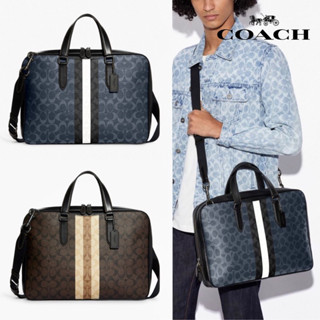 Coach Graham Slim Brief In Blocked Signature Canvas With Varsity Stripe