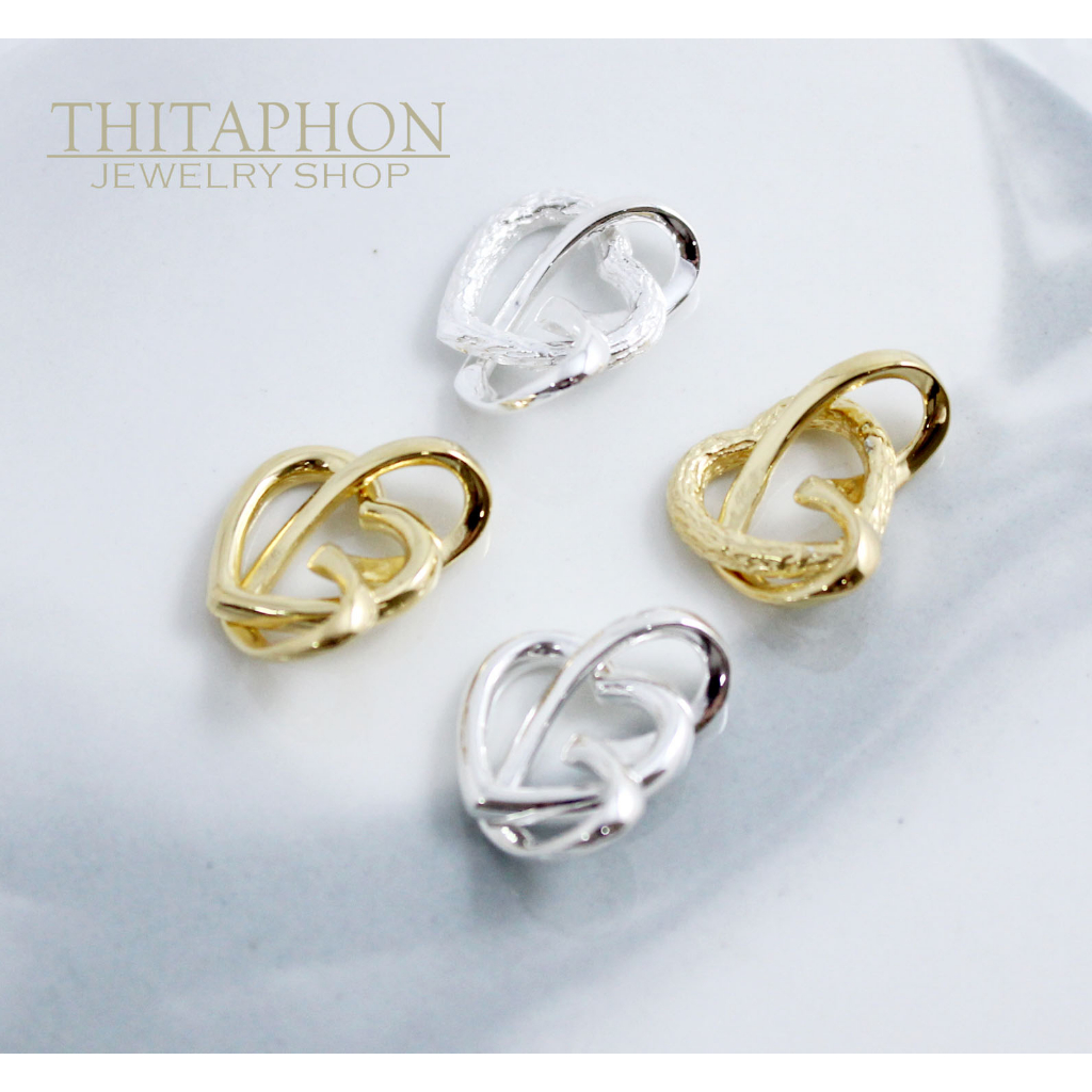Thitaphon Jewelry จี้สร้อยคอเงิน925ชุบทอง จี้เงินแท้ จี้รูปหัวใจ2ดวง*ไม่รวมสร้อย*