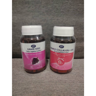 Boots Marine Collagen + Q10 Grape Seed Vitamins C &amp; E / Vitamins Grape seed วิตามิน บู๊ทส์ 30 Capsules