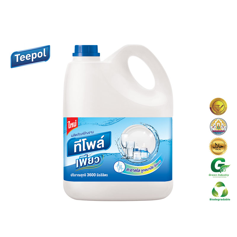 ผลิตภัณฑ์ล้างจาน TEEPOL Pure ขนาด 3,600 ml. | ถนอมมือ อ่อนโยน | สำหรับทำความสะอาดจาน ชาม เครื่องแก้ว