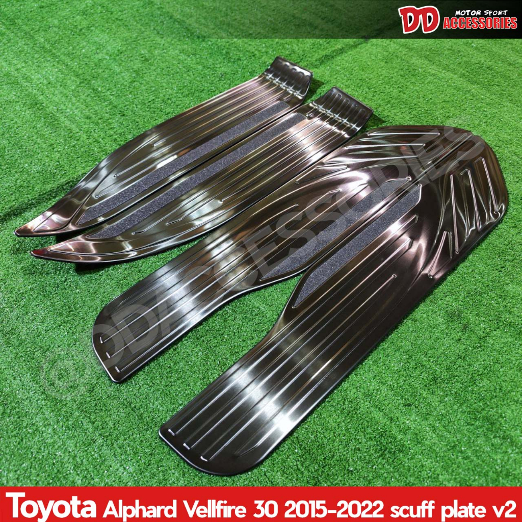 ชายบันได alphard vellfire 30 Lexus LM 2015 2017 2018 2020 2021 2022 2023 4ชิ้น ไม่มีไฟ สีดำเงา อลูมิ