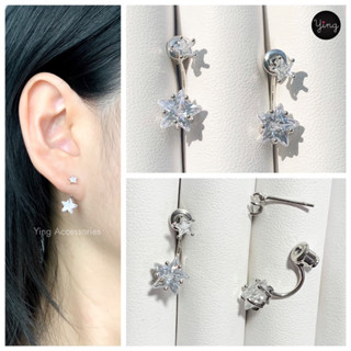 ✨NEW✨ต่างหูเพชร CZ เพชรดาวสวยวิ้งๆ คู่นี้สไตล์ Two way earring  ก้านเงินแท้