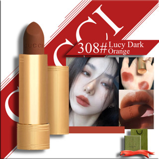 ความนิยม ลิปสติก Gucci Rouge à Lèvres Mat Lip Colour 3.5g 308#ลิปเนื้อแมทยอดฮิต กันน้ำ ส่งกระเป๋าแบรนด์ ของแท้