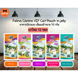 VIF Felina Canino vif in Jelly อาหารเปียกแมว ขนาด 75กรัม (ยกโหล12ซอง) คละรสได้ กดตัวเลือกคละรสและแจ้งรสผ่านแชทเท่านั้น