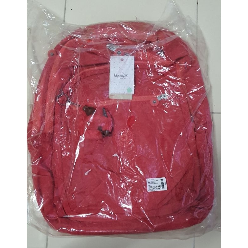 Kipling กระเป๋าเป้ใบใหญ่ สีแดง ของแท้ 100%