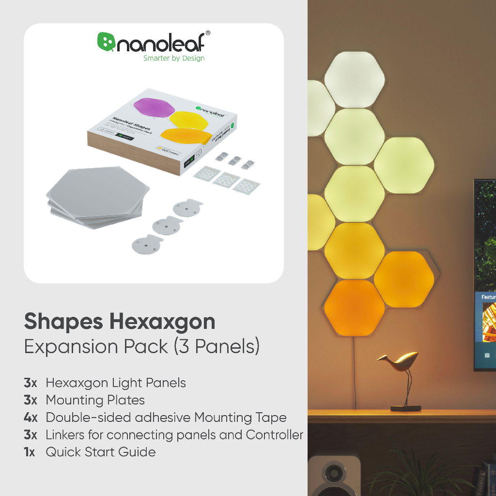 Nanoleaf (ชุดต่อขยาย) Shapes Hexagons (Expansion Kit 3 Panels) |NL42-0001HX-3PK