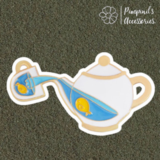 ʕ •ᴥ•ʔ ✿ พร้อมส่ง : เข็มกลัดลายเจ้าปลาน้อยในกาและแก้วน้ำชา | Small Fish In Teapot And Teacup Enamel Brooch Pin.