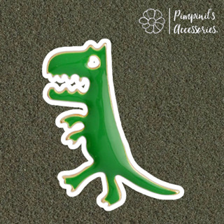 🇹🇭 พร้อมส่ง : 🦖 เข็มกลัดลายไดโนเสาร์ทีเร็กซ์สีเขียว | Green T-Rex Dinosaur Enamel Brooch Pin.