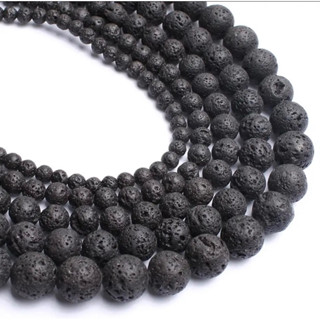 15.5 “ Natural Black Lava Round Beads Strand 6 mm 8 mm 10 mm 12 mm