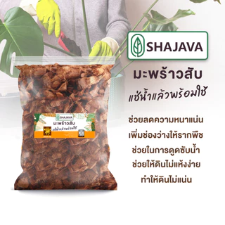 SHAJAVA มะพร้าวสับ 1 kg ผ่านการแช่น้ำ มะพร้าวสับ Coconut Husks Chips วัสดุปลูก