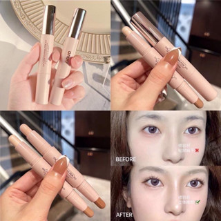 NOVO CONTOURING PEN Light and shadow 02 โนโวเฉดดิ้ง ไฮไลท์ คอนทัวร์ เนื้อครีม แบบแท่ง 2 หัว