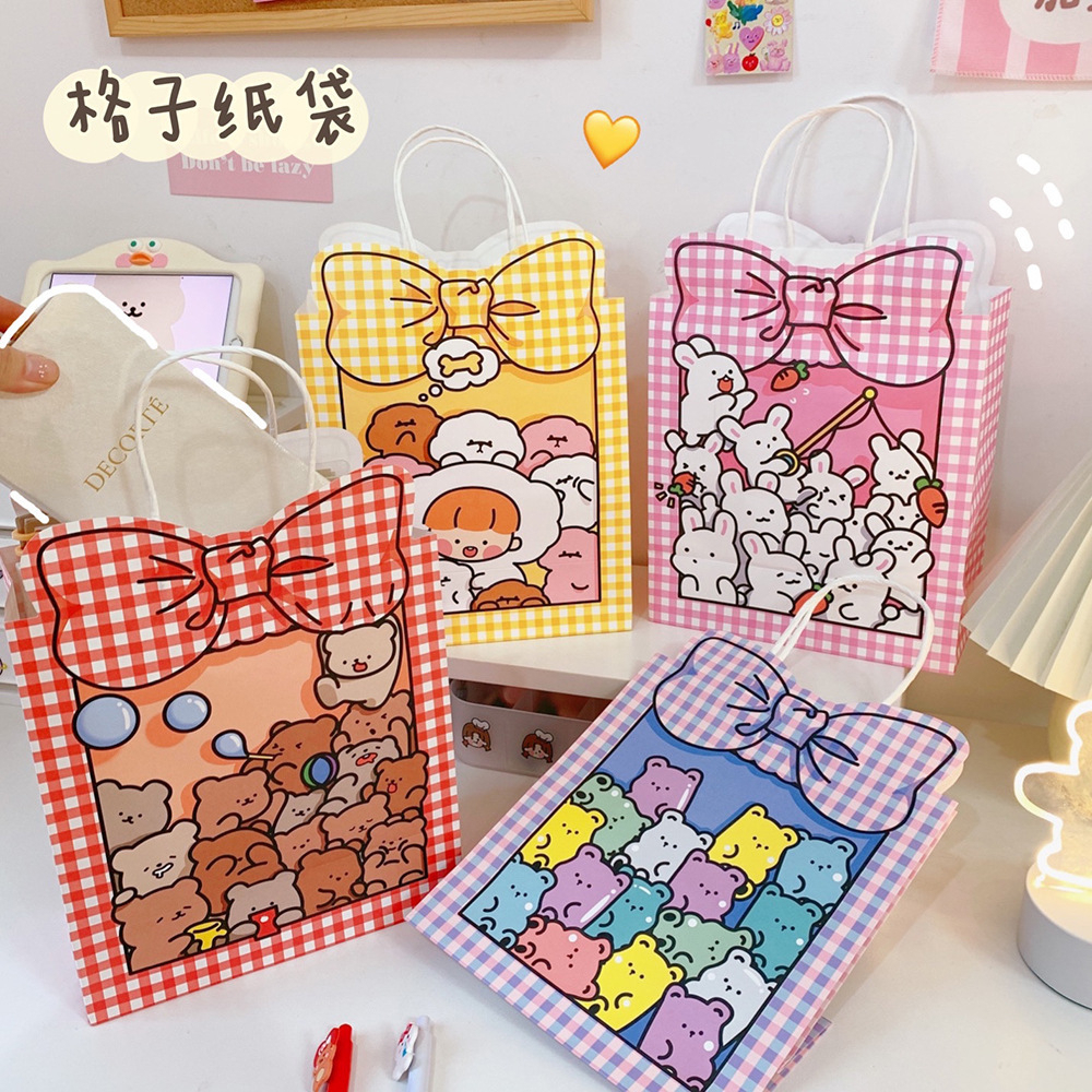 (พร้อมส่ง ) Bow paper bag ถุงกระดาษลายโบว์ มีให้เลือก 4 สี